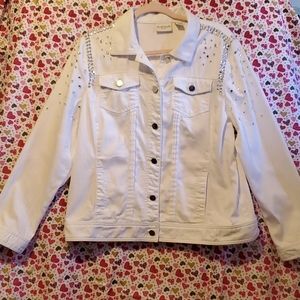 Chicos Platinum Shoulder Bling jacket sz 2=Lg